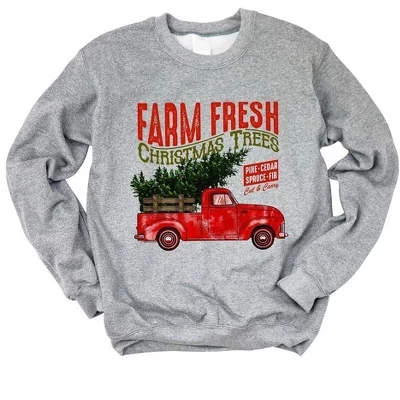 Женская толстовка с рисунком Farm Fresh Christmas Trees Truck graphite