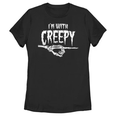 Женская футболка Lost Gods на Хэллоуин I'm With Creepy черного цвета