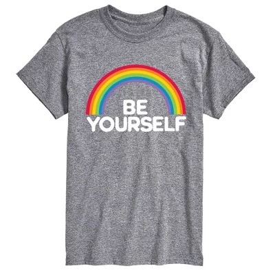 Мужская футболка с коротким рукавом Rainbow Be Yourself с графическим рисунком athletic heather