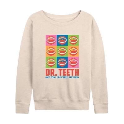 Женская футболка Dr. Teeth & The Electric Mayhem Tour из легкого французского махрового материала с широким вырезом и длинным рукавом с графическим рисунком.