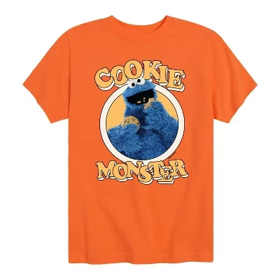 Футболка с рисунком Cookie Monster Eating с коротким рукавом оранжевого цвета