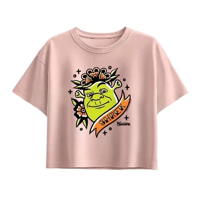 Футболка для девочек Shrek Tattoo Portrait, розовая