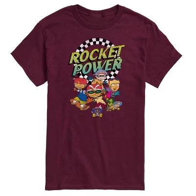 Мужская футболка в стиле ретро с логотипом Rocket Power и рисунком Otto Regina Sam Maurice с коротким рукавом темно-бордового цвета