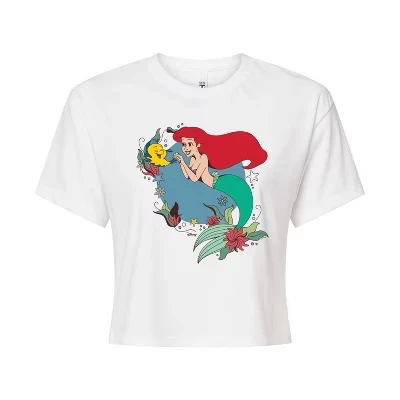 Женская футболка Disney Princess Ариэль, укороченная, белая