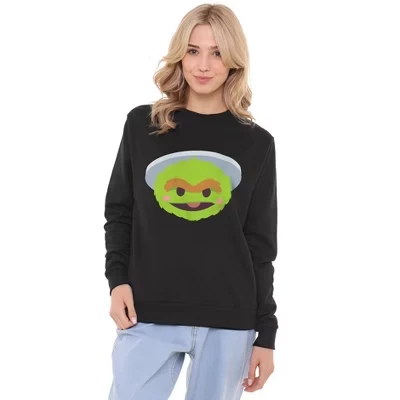 Женская толстовка Oscar The Grouch Kawaii Face Crew черного цвета