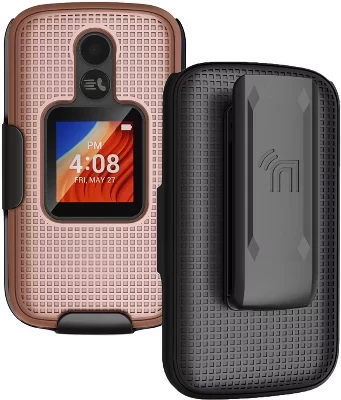 Комбинированный чехол-кобура с зажимом для ремня для Alcatel TCL Flip 2 (T408DL, 4058G, 4058E) из розового золота