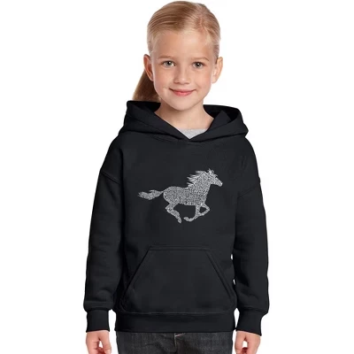 Толстовка с капюшоном Girl's Word Art - Черные породы лошадей