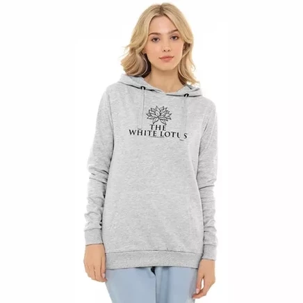 Женское худи The White Lotus Stacked Logo, спортивно‑серое
