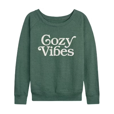 Женская рубашка Cozy Vibes - легкая французская махровая рубашка с широким вырезом и длинными рукавами с графическим рисунком heather juniper