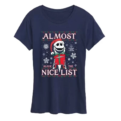 Женская футболка Disney Jack Nice List, синяя