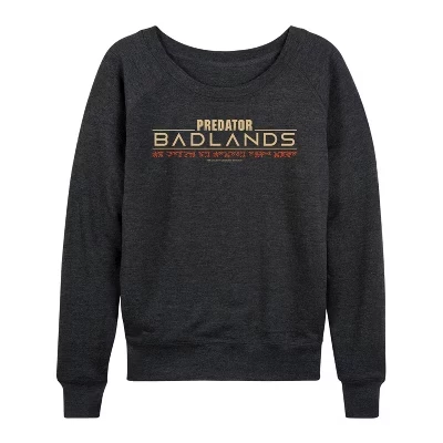 Женская футболка с логотипом Badlands, легкая французская махровая рубашка с широким вырезом и длинным рукавом, графическая рубашка heather charcoal