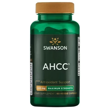 Swanson AHCC - Максимальная сила, Поддерживает Здоровую Иммунную Систему и Обеспечивает Антиоксидантную Поддержку Печени, 500 мг (60 капсул)
