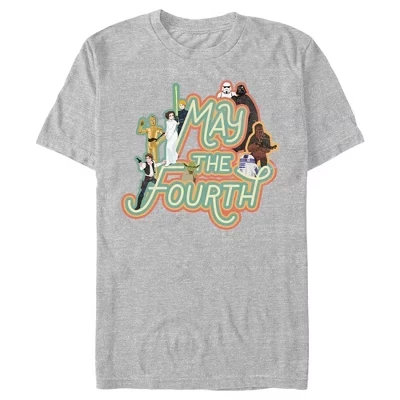 Мужская футболка May the Fourth с классическими персонажами athletic heather
