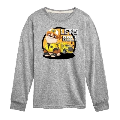 Футболка с длинным рукавом и рисунком для мальчиков - Paw Patrol - Let's Roll Rubble athletic heather
