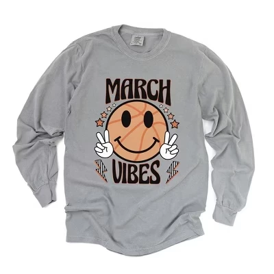 Женская баскетбольная футболка March Vibes с длинным рукавом, окрашенная в серый цвет