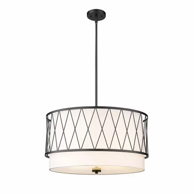 Подвесной светильник Dalton 4-Light - Современный дизайн середины века, 24-дюймовое стальное крепление, с регулируемой яркостью, черного цвета