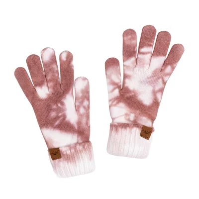 Женские мягкие теплые перчатки с манжетами в стиле Tie Dye из двойного трикотажа в рубчик синего цвета