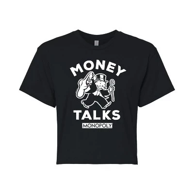 Женская укороченная футболка Money Talks с графическим рисунком, черная