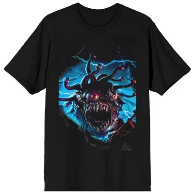 Негабаритная футболка Beholder Battle для взрослых с круглым вырезом и коротким рукавом черного цвета