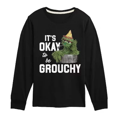 Oscar Itsway To Be Grouchy -Футболка с длинным рукавом для малышей и молодежи Футболка с длинным рукавом и рисунком черная