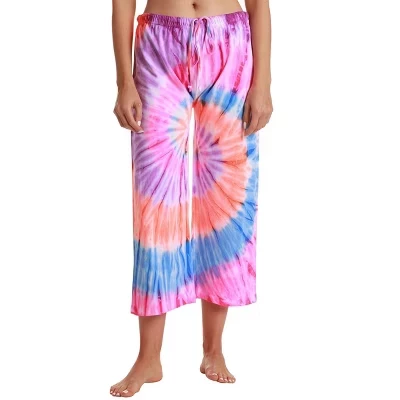 Женские пижамные брюки-капри из 100% хлопка, пижамная одежда tie dye colorful swirl