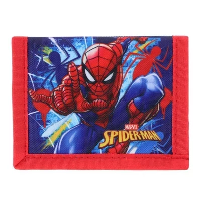 Детский кошелек Marvel Spiderman Power с застежкой на крючок и петлю, двухслойный, синий