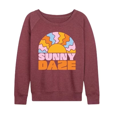 Женская легкая махровая рубашка Sunny Daze с широким вырезом и длинным рукавом с графическим рисунком цвета вереска темно-бордового цвета.