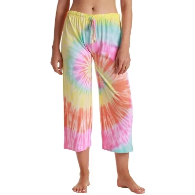 Женские пижамные брюки-капри из 100% хлопка, пижамная одежда tie dye pastel swirl