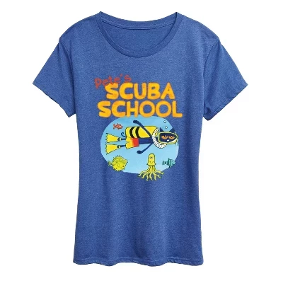 Женская футболка Pete's Scuba School с коротким рукавом и графическим рисунком heather royal blue
