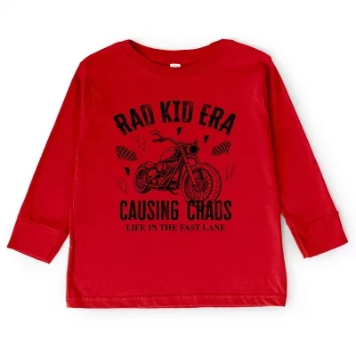 Rad Kid Era, вызывающая хаос - Футболка с длинным рукавом для малышей и футболка с длинным рукавом для молодежи красного цвета