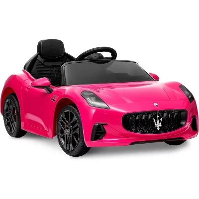 Детский электромобиль Maserati 12V с дистанционным управлением, пружинной подвеской и светодиодной подсветкой - 4-колесный автомобиль красного цвета