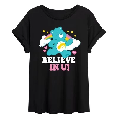 Женская футболка Care Bears Believe In U оверсайз, черная