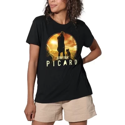 Женская свободная футболка Picard A Man And His Dog Черная черный