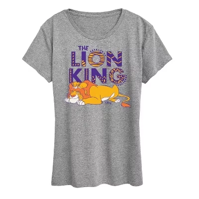 Женская футболка с короткими рукавами Simba и Mufasa с рисунком и логотипом