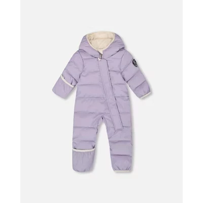 Цельный зимний комбинезон Baby Cloud для девочек Deux par Deux, предназначенный для автокресла, Фиолетово-серый