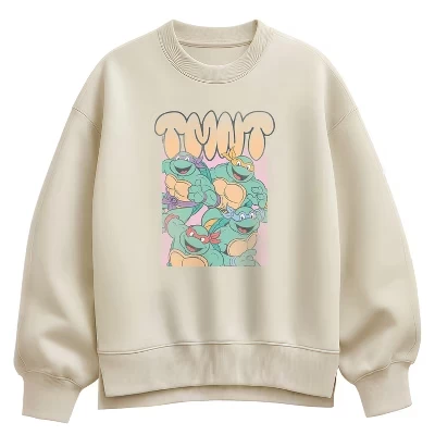 Женская толстовка TMNT Group Oversize из флиса Crew кремового цвета - - -