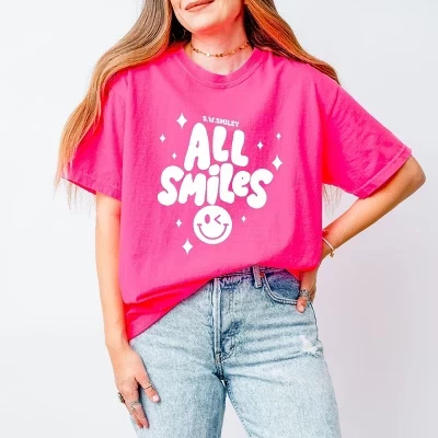 S.W.Smiley All Smiles Одежда со смайликом на лице Окрашенная футболка