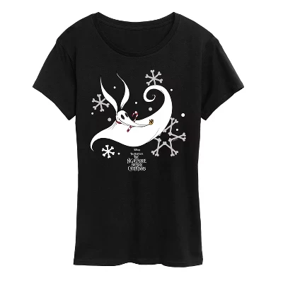 Женская футболка с коротким рукавом и рисунком Zero Snowflakes, черная