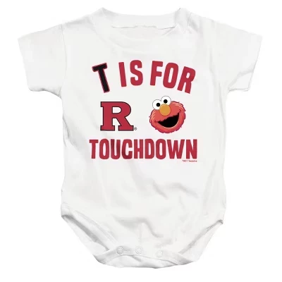 Футболка Baby Rutgers University Scarlet Knights предназначена для детского костюмчика на кнопках Touchdown белого цвета