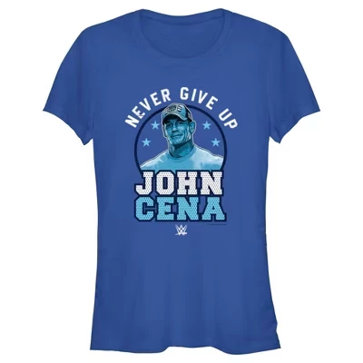 Женская футболка с логотипом John Cena Never Give Up синего цвета для юниоров