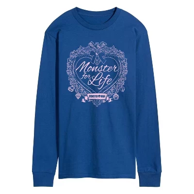 Мужская футболка Monster For Life Coquette с длинным рукавом и графическим рисунком, синяя