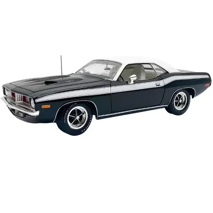 Модель авто Acme Cuda 340 1972, черная с белыми полосами