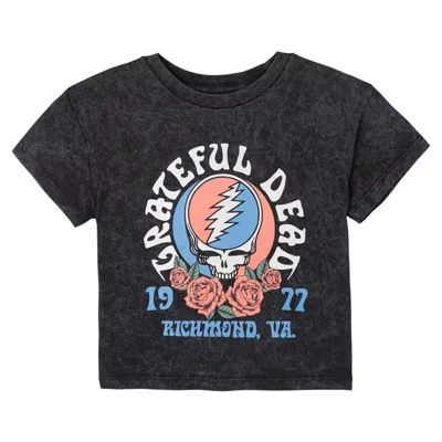 Футболка для девочек Grateful Dead с логотипом, черная