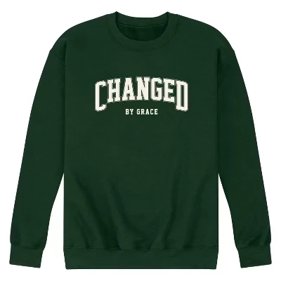 Мужская флисовая толстовка с графическим принтом Changed By Grace Collegiate forest green