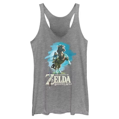 Женская футболка Legend of Zelda Breath of the Wild Link Epona Racerback серого цвета