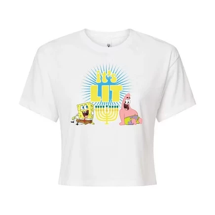 Женская футболка SpongeBob «It's Lit Hanukkah», белая