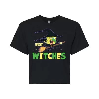 Женская укороченная футболка с рисунком Best Witches, черная