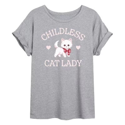 Женская футболка оверсайз Instant Message Cat Lady, серая