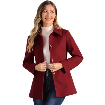 Женское зимнее пальто для работы в офисе, однобортное пальто в горошек с остроконечным воротником, красное