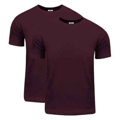 Мужская хлопковая футболка Active Comfort с коротким рукавом и круглым вырезом из 2 упаковок бордового цвета